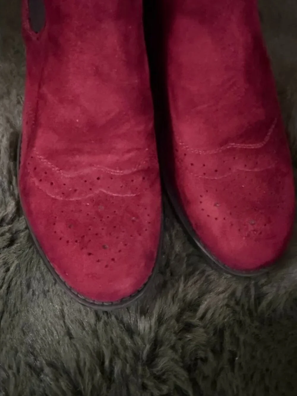 Jenny Fairy Burgundy Suede Look Chelsea Boots Brogue Wingtip EU 38